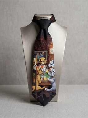 Vintage Ralph Marlin Black Tie “Dogs Playing Poker” 1994